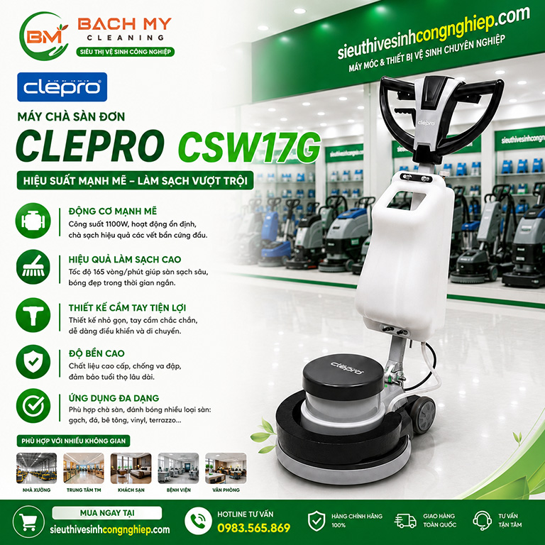 Máy Chà Sàn Đơn CLEPRO CSW17G