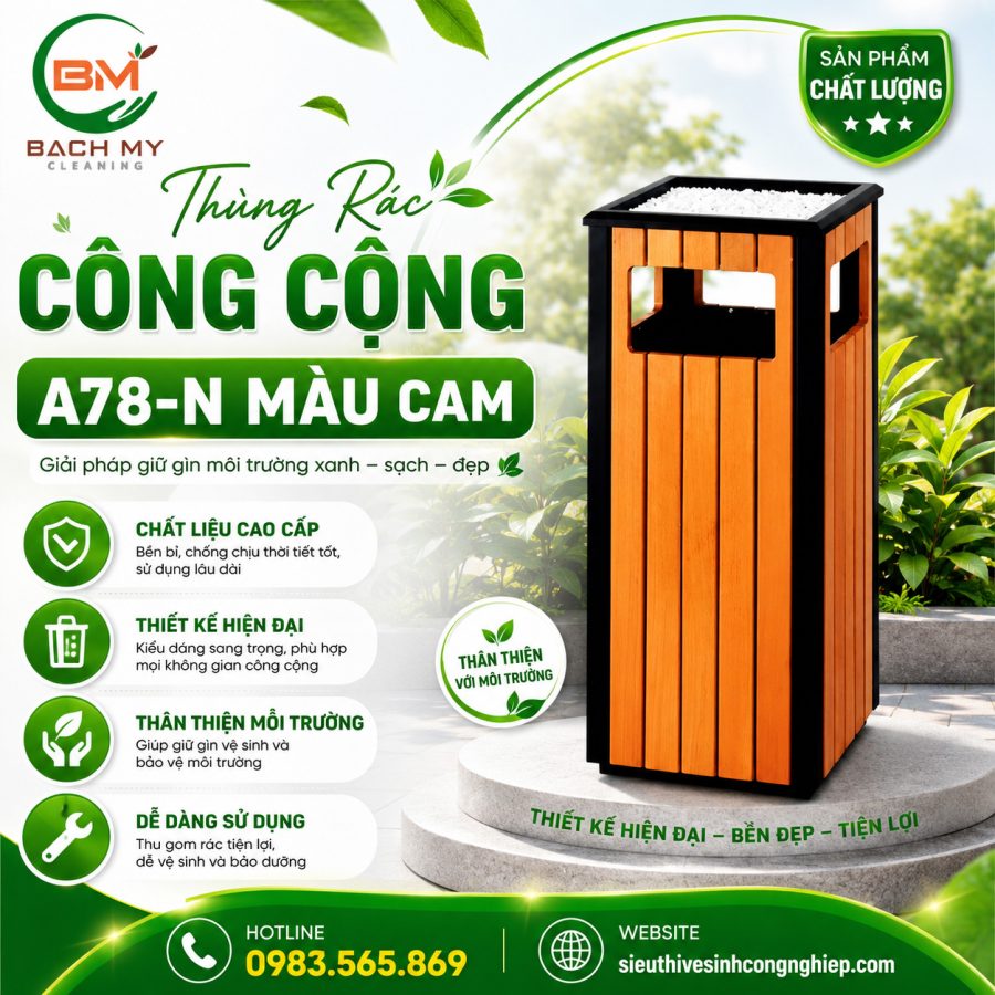 Thùng Rác Công Cộng A78-N Màu Cam